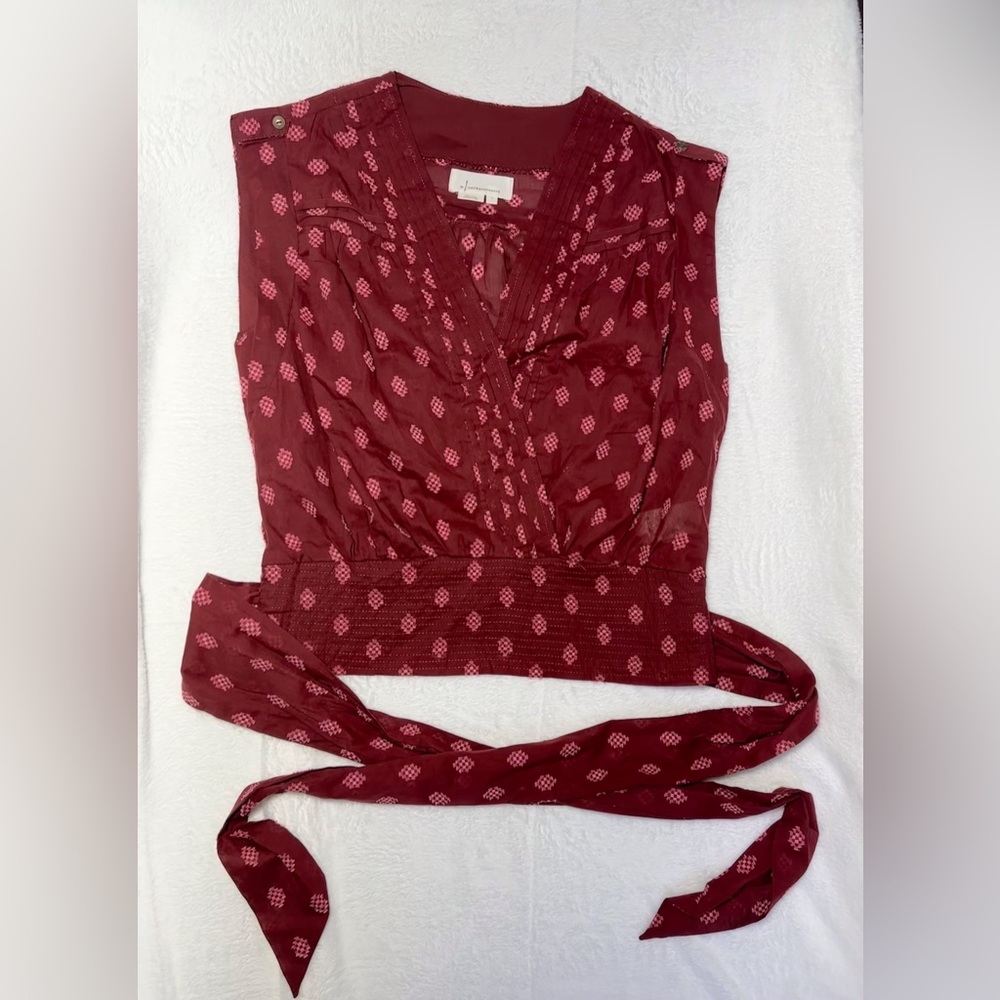 Anthropologie cropped cross front blouse sz L